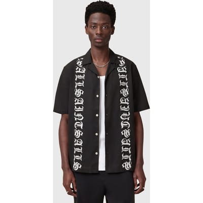 AllSaints Scripture Ss Shirt Faded Black Größe: S | Casual hemden Outlet | Herren | Schwarz
