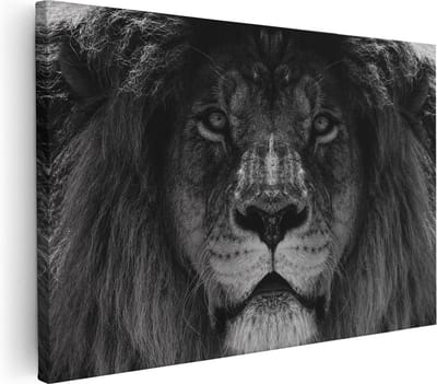 Artaza Canvas Schilderij Leeuwenkop - 30x20 cm - Klein - Muurdecoratie Dieren - Wanddecoratie Woonkamer - Kamer Accessoires