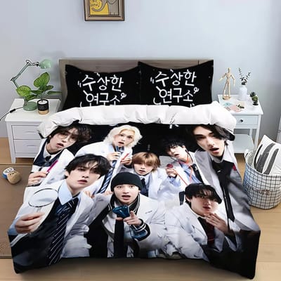 KPOP Dekbedovertrek Kussensloop S-Stray-K-Kids Beddengoed Set Volwassene Jongen Meisje Slaapkamer Decoratie Kindercadeau Enkel Dubbel Grote Maat 150*200cm 3pcs