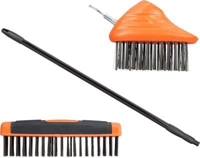 Terrasborstel - Tuinborstel - 3-in-1 Onkruidborstel - Voegenborstel Set - Carbon Stalen Haren - Voegenkrabber - Schrobber -Voor bestrating - daken, mos - terrassen - gazons en tuinen - 133 cm - Zwart