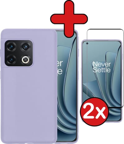 Hoesje - Met 2x Screenprotector - Geschikt voor OnePlus 10 Pro - Sterk & Shockproof - Telefoon Hoes - Back Cover - Siliconen Case - Telefoonhoes - Lila