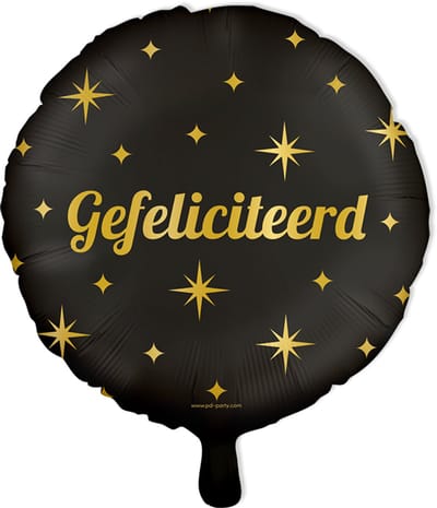 BTH - Folieballon Gefeliciteerd - Zwart-Goud - Verjaardag Versiering - Helium - Versiering - Verjaardag - Feestartikelen
