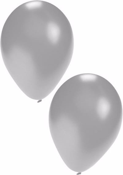 Bellatio Decorations Party ballonnen - zilver - 50x stuks - dia 27 cm - feestartikelen/versieringen