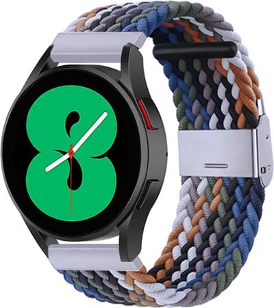 By Qubix - Braided nylon bandje 20mm - Multicolor Dark - Geschikt voor Samsung Galaxy Watch 7 (40 & 44mm) - Galaxy Watch FE - Galaxy Watch 6 - Galaxy Watch 6 Pro - Galaxy Watch 5 - 5 Pro - Galaxy Watch 4 - 4 Classic - Active 2 - Watch 3 (41mm)