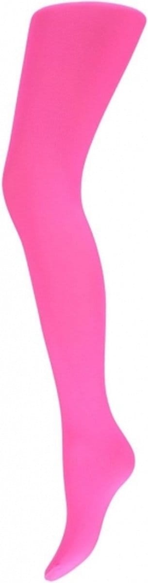 Carnaval verkleed panty voor dames - fluor roze - 60 denier - microfibre - kousen - verkleedkleding S/M