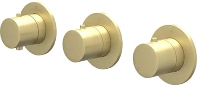 IVY Bond Afbouwdeel Inbouwthermostaat met 2 Stopkranen Symmetry met Ronde Rozetten - Geborsteld Mat Goud PVD