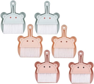 Tafelveger en Stoffer Set - Mini Bezems - Bureau Schoonmaken - Ophangbeugel - 20.8 cm - Diverse Kleuren