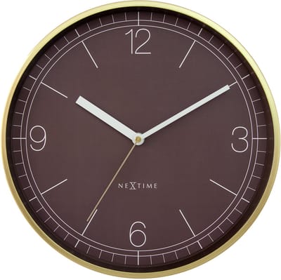 Wandklok 30cm-Silent-Gold/Chestnut-Aluminium-NeXtime 'Nova'