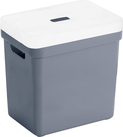 Sunware Opbergboxen met transparante deksel - 1x stuks - kastmanden - donkerblauw - 25 liter - kunststof - 35 x 25 x 36 cm - Opbergers