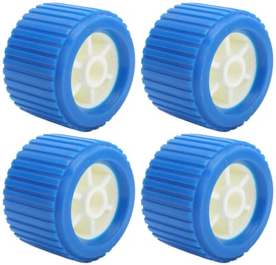 VT Goods - Boottrailer Wobble Roller Kit - 4 delige set - Robuuste kwaliteit - 4.3in diameter - Ideaal voor boot trailers - Blauwe rollers - Geschik...