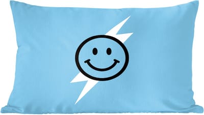 Sierkussens - Kussentjes Woonkamer - 60x40 cm - Smiley - Blauw - Bliksem