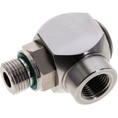 G 1/2'' M/F RVS Elbow 90deg Draaidoorvoer Hoge druk 400 Bar - Hydrauliek - FL2E-MF-SFP-012G-R