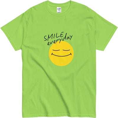 Grappig Smiley T-shirt voor Vrouwen en Mannen - Tekst: Smile Everyday - Cadeau Idee - Groen - S