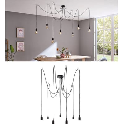 Neordic Hanglamp Ketil E27 max. 7x60W Zwart dimbaar Silicon, Metaal