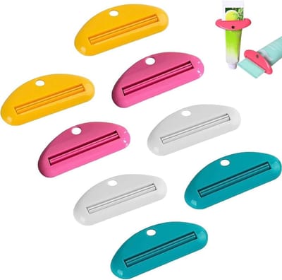 Set van 8 praktische tandpastaklemmen, duwknop tubeclips voor handcrème en reinigingsmelk, ideaal voor opbergen en gebruiksgemak