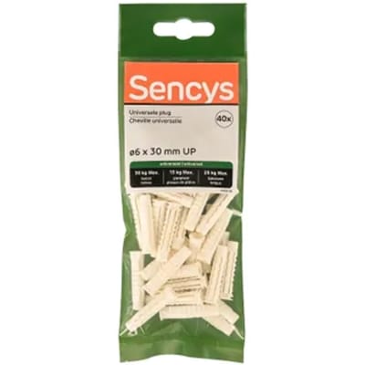 Sencys Universele Plug Nylon - Diam. 6x30mm - 40 Stuks