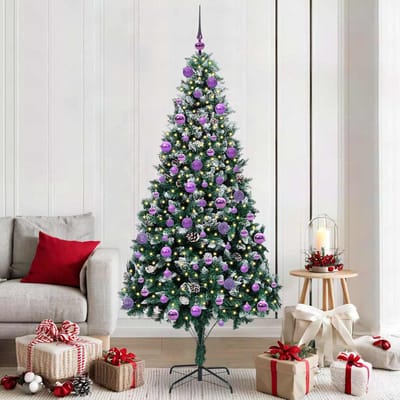 vidaXL Kunstkerstboom Groen 210 cm PVC en Staal en Kunststof