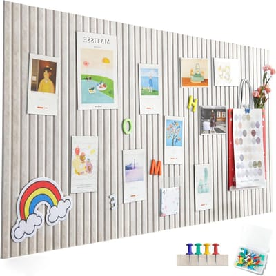 SnelShoppen - Grote vilt prikbord, zelfklevend, 90 x 60 cm, decoratief vilt prikbord met 35 punaise, 1 cm dik, modern prikbord, zonder boren, geschikt