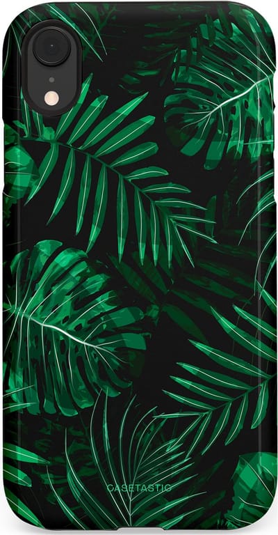 Casetastic hoesje geschikt voor Apple iPhone XR - Dubbellaagse bescherming - Jungle blad - Fashion Case - Donkergroen Zwart
