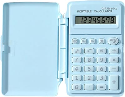 Zakrekenmachine - Rekentool Deksel - Snel Berekenen - Draagbaar Compact - 10x6cm - Lichtblauw