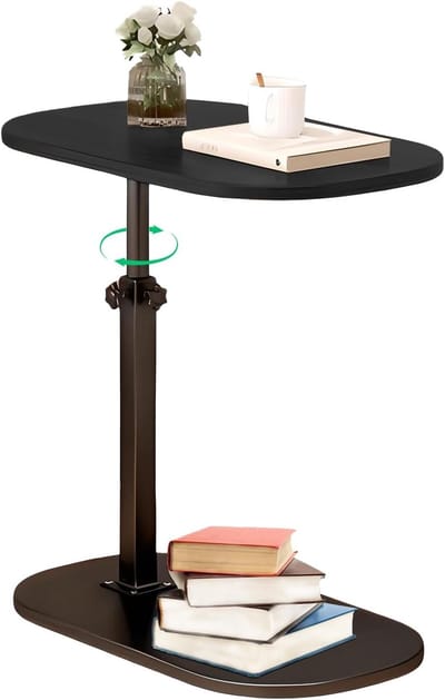 Bijzettafel C-vorm - Banktafel Laptoptafel - Comfortabel Werken - 360 Graden Draaibaar - Verstelbaar 45-80cm - Zwart