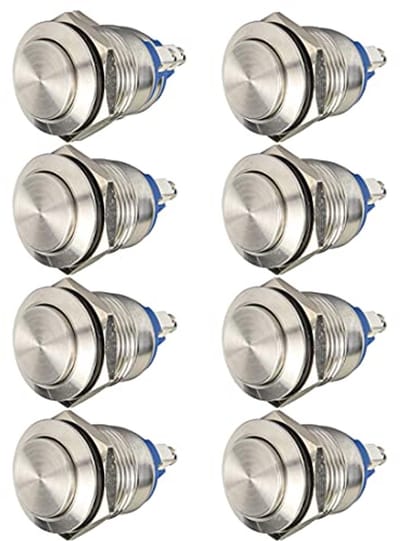 Tijdelijke Waterdichte Drukknop 8 stuks 16mm 5A voor 12V/24V/125V/250VAC