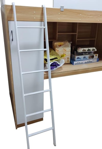Etagère trap - Klimladder bed - Veilige toegang - Met haken - 170 cm - Wit