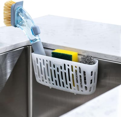 Famanu – Sponshouder Gootsteen - Keuken Organisator - 3X Sterke Zuignappen Countertop Doorschijnend wit