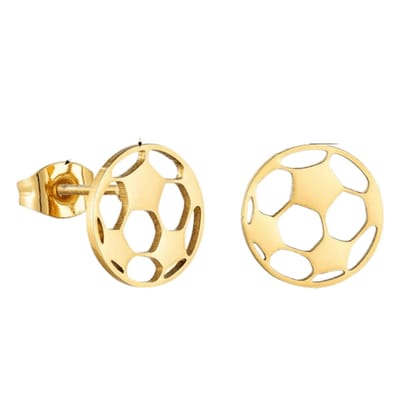 Aramat Jewels | Oorbellen | Goudkleurige Voetbal Oorbellen Van Roestvrij Staal | | | | | Staal | Kinderen, Volwassenen | Verkleurd niet