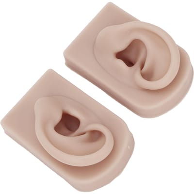 1 Paire Modèle d'Oreille en Silicone Flexible Doux Réutilisable Peau Humaine Simulée Modèle de Piercing en Silicone Foncé