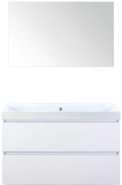 Maxx XL Badmeubelset 100 cm - Wit Hoogglans - Wastafel Just Zonder Kraangat met Spiegel