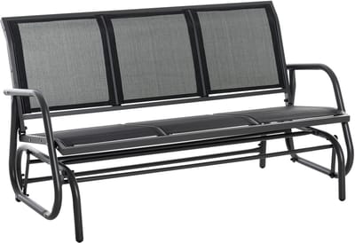 Wishdor Schommelbank Voor 3 Personen - Schommelfunctie - Metalen Frame - Zwarte Kleur - 147 x 75 x 85 Cm