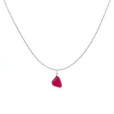 Heaven Eleven - dames - ketting - zilver 925 - roze agaat - 1,5mm - verstelbaar 40cm + 4cm