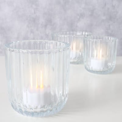 Theelichthouder glas transparant set a 3
