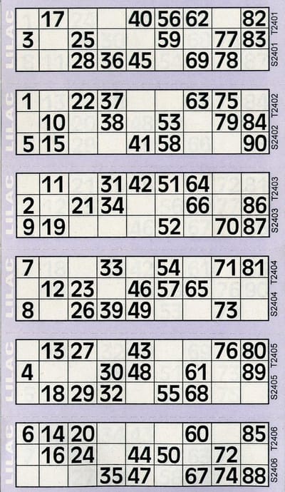 Thomas & Anca Club Supplies Ltd 600 Bingo Tickets - Pad van Lila 6 om Flyers te bekijken