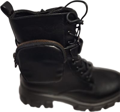 LUCKY SHOES-BIKERBOOTS-BLACK-IMITATIONLEER-EXTRA PURSE-36
