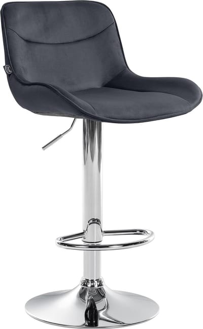 CLP Vonore Barkruk - Met rugleuning - Met voetensteun - Verstelbaar - Metalen frame - Velvet - Fluweel - chroom/zwart
