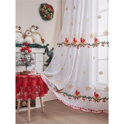 Kerstgordijnen 84 inch Lengte voor Woonkamer 1 Paneel Set Feestdagen Poinsettia voile Decoraties Buffalo Plaid Decor 100x200cm&Fixed Pleat gray