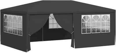 Tuintent met Zijwanden - Partytent Paviljoen - Feestjes Organiseren - Stalen Frame - 4 x 6 m - Antraciet
