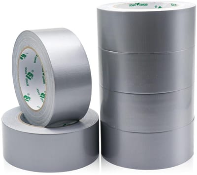 Multi-functionele textieltape in zilver en grijs, 50 mm x 50 m, 6 rollen voor reparaties en klussen