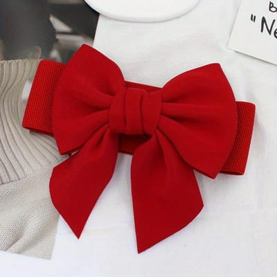 Dames Stretch Taille Riem Banden Elegant Breed Zij Tailleband Grote Strik Elastische Riemen Voor Meisjes Jurk Jas Cummerbunds Korset 75cm rood