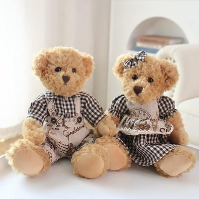 2 stuks/lot Knuffelbeer met kleding Pluche Speelgoed Poppen Zuster Beer Knuffelspeelgoed voor Kinderen Meisje Verjaardag Kerstcadeau