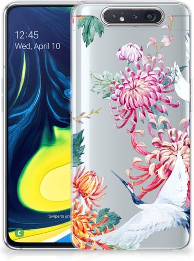 Samsung Galaxy A80 TPU Hoesje Bird Flowers