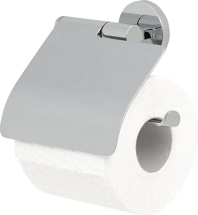 Tiger Noon - Wc rolhouder met klep - Toiletrolhouder - Zonder boren - Boren of lijmen - Chroom