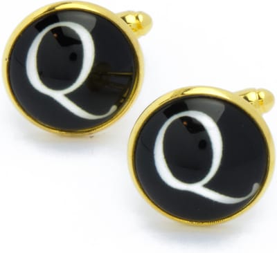 Manchetknopen - Letters Initialen Letter Q Goud Zwart