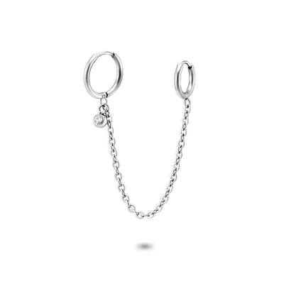 Twice As Nice Oorbellen in edelstaal, oorring, 1 kristal en ketting