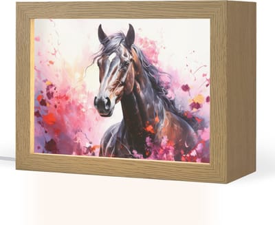 Nachtlampje 20x15 cm - Kinder lampje - Paard - Dieren - Meisje - Roze - Tafellamp kinderkamer - Slaapkamer lamp - Bedlamp kinderen - Kinderlampje stopcontact - Wandlamp babykamer - Nachtlampjes