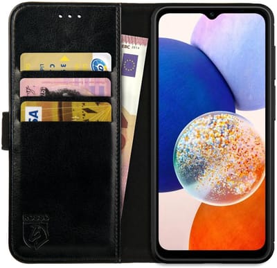 Rosso Element Hoesje Geschikt voor Samsung Galaxy A14 Book Cover Wallet Zwart