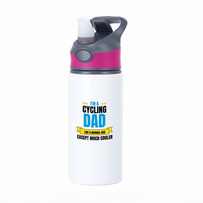 Hacebo® - I'm a cycling dad waterfles met rietje roze - Vader - papa - vaderdag cadeautjes - verjaardagscadeau - gift - kado - water fles - 650ML