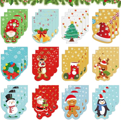 Kerst Boekenleggers Set van 36 Stuks, Kleurrijke Magnetische Boekenleggers met Santa, Sneeuwman en Rendier voor Kinderen, Persoonlijke Boekenleggers voor de Feestdagen